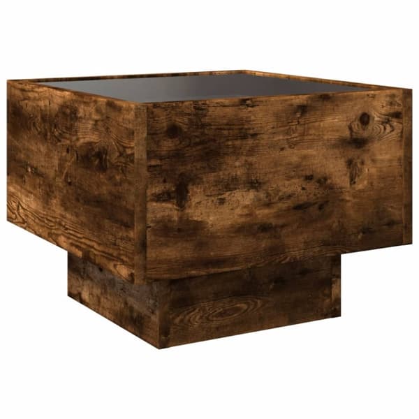 sengebord med Infinity LED-lys 40x40x30 cm røget egetræsfarve