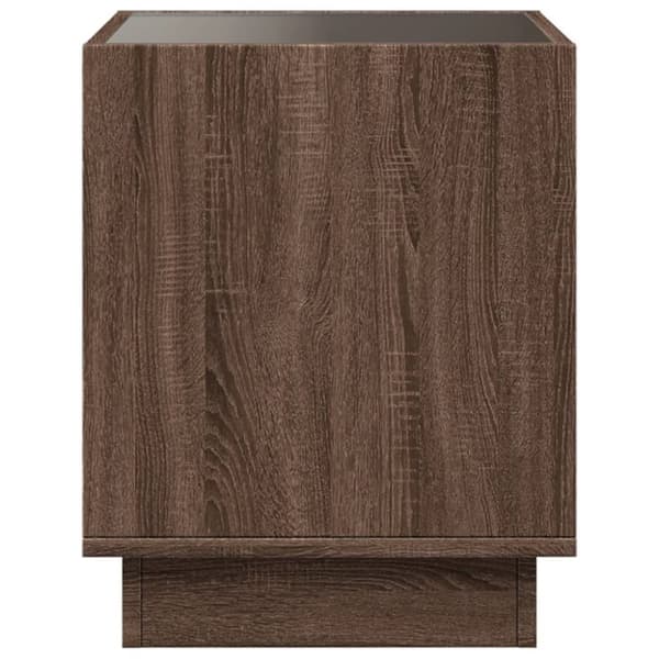 sengebord med Infinity LED-lys 50x50x50 cm brun egetræsfarve