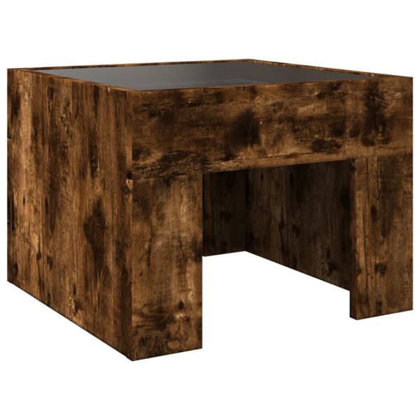 sengebord med Infinity LED-lys 40x40x30 cm røget egetræsfarve