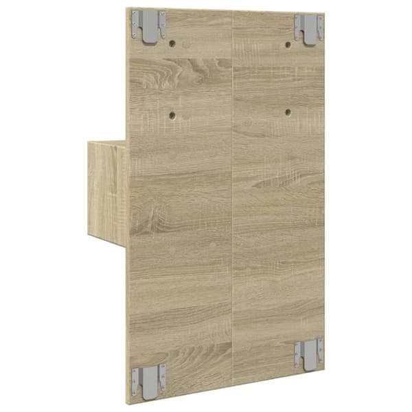 Väggmonterat sängbord med LED-lampor sonoma-ek