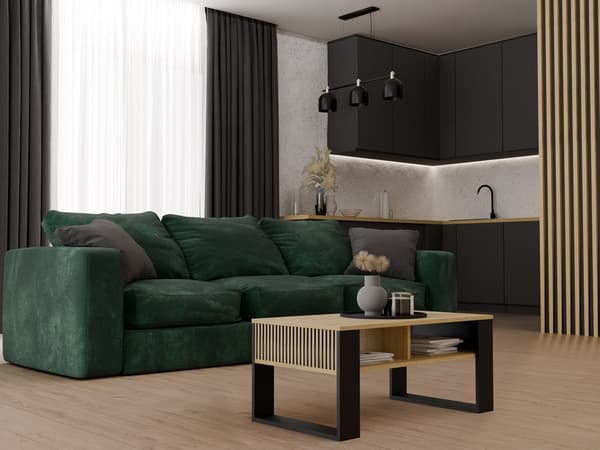 Moderni 2P SLIM sohvapöytä, BLACK ARTISAN OAK