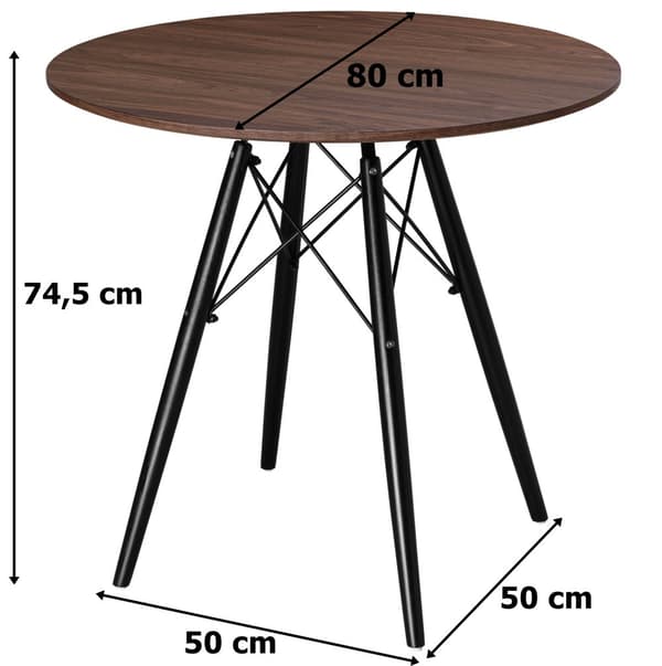 PARIS BLACK DTW pyöreä pöytä, 80 cm, saarni