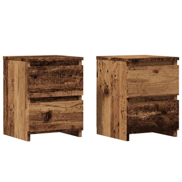 sengeborde 2 stk. 30x30x40 cm konstrueret træ antikt trælook