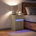 Miniatyrbild 4 av 10: Sängbord med LED-lampor sonoma-ek konstruerat trä