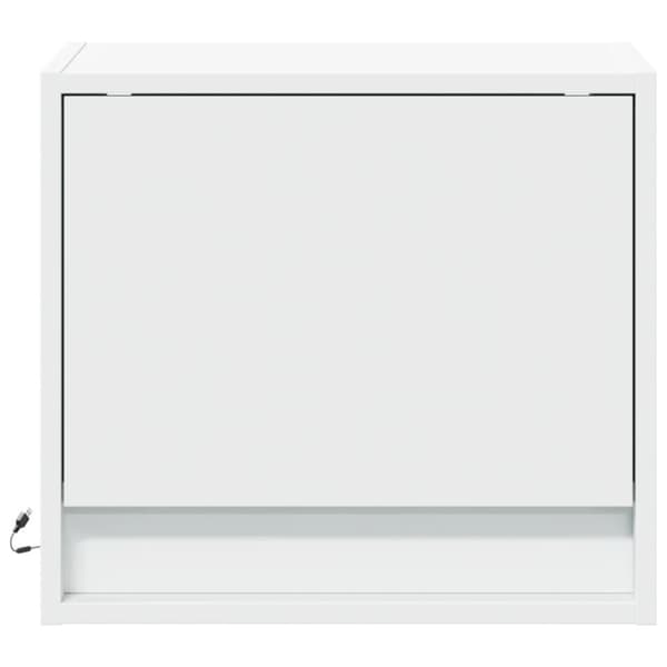 Väggmonterade sängbord med LED-lampor 2 st vit