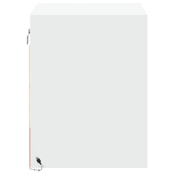 Väggmonterade sängbord med LED-lampor 2 st vit