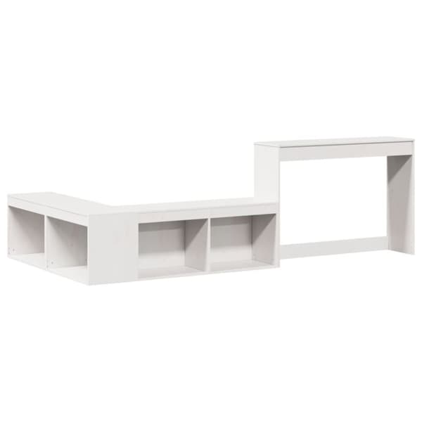 Sängskåp med skrivbord vit 222x107x75 cm massiv furu