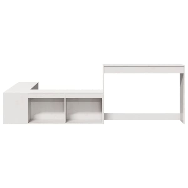 Sängskåp med skrivbord vit 222x107x75 cm massiv furu