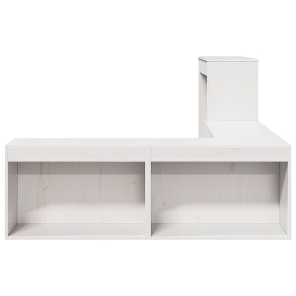 Sängskåp med skrivbord vit 222x107x75 cm massiv furu