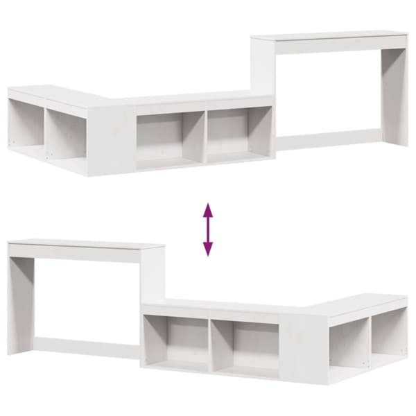Sängskåp med skrivbord vit 222x107x75 cm massiv furu