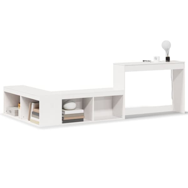 Sängskåp med skrivbord vit 222x107x75 cm massiv furu