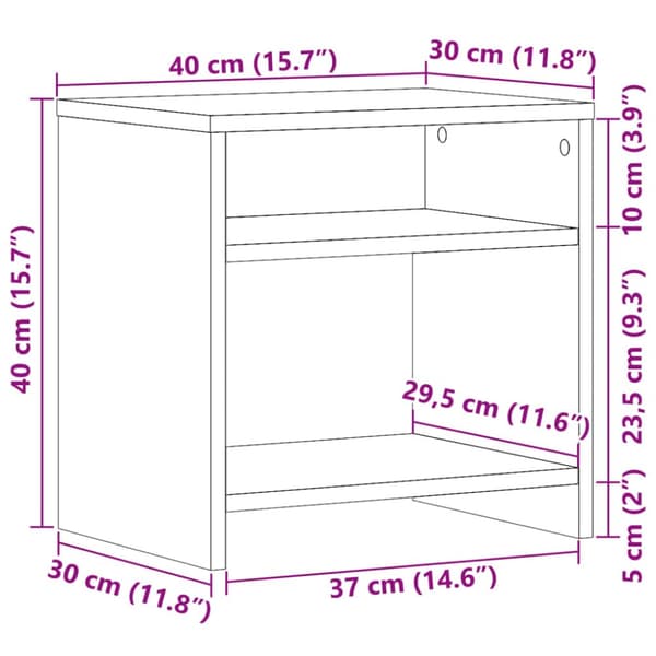 sengebord 40x30x40 cm konstrueret træ gammelt trælook