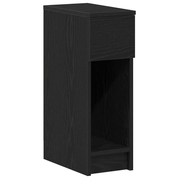 sengebord med skuffe 20x36x60 cm sort-eg