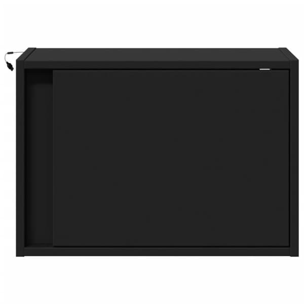 Väggmonterade sängbord med LED-lampor 2 st svart