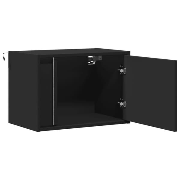 Väggmonterade sängbord med LED-lampor 2 st svart