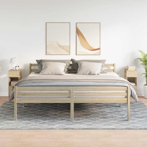 sengeborde 2 stk. med skuffe 25x31x66 cm sonoma-eg