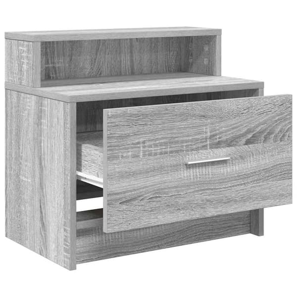 sengebord med skuffe 51x31x47 cm grå sonoma-eg