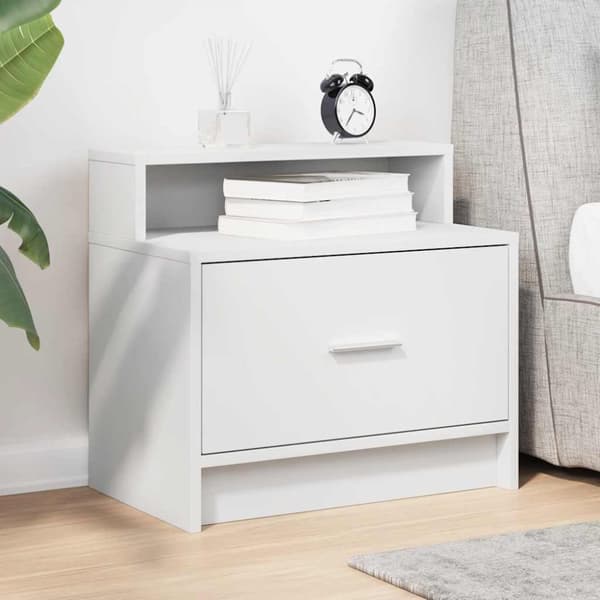 sengebord med skuffe 51x31x47 cm hvid