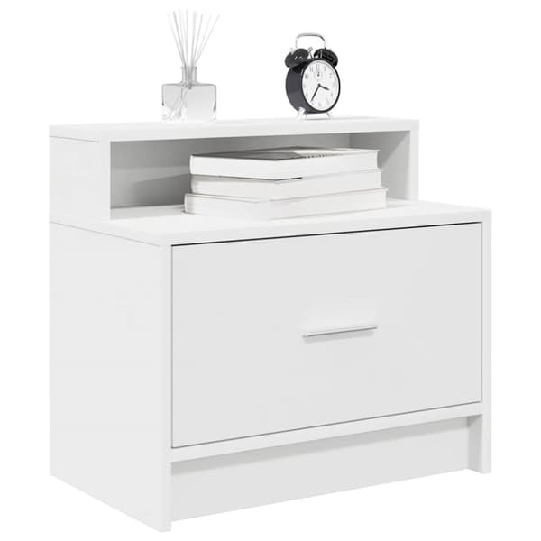 sengebord med skuffe 51x31x47 cm hvid