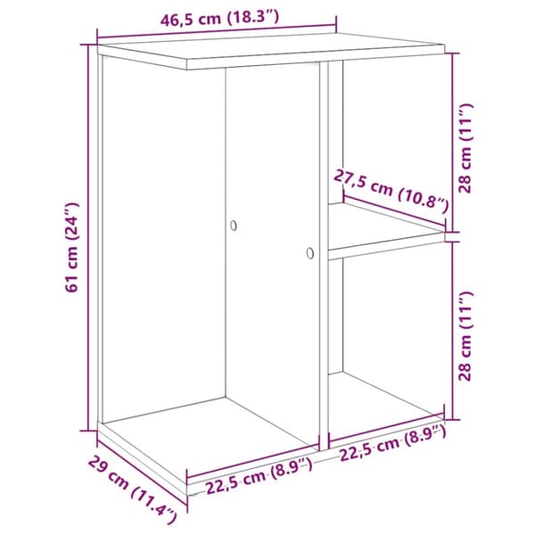 Sängbord sonoma-ek 46,5x29x61 cm konstruerat trä