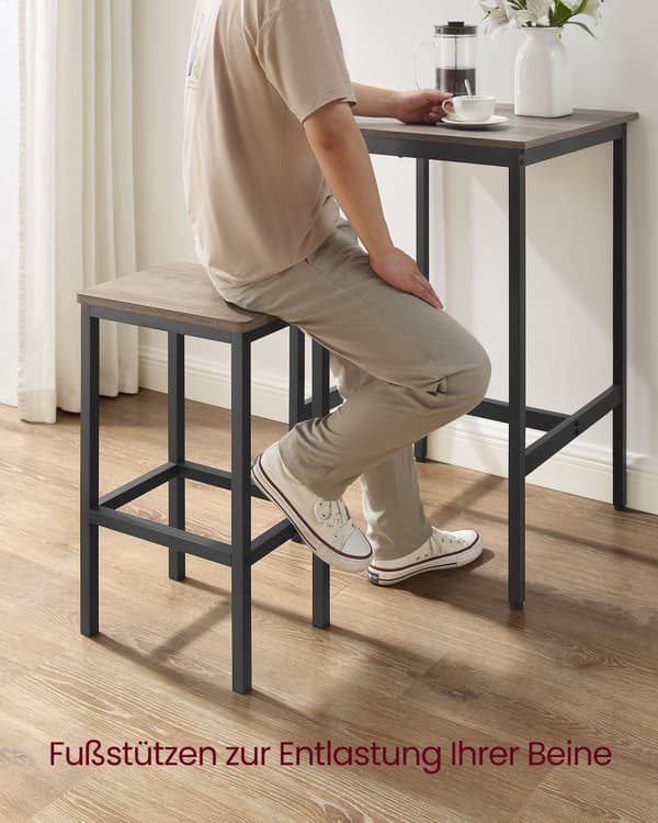 Bar Table-With 2 stole-Kitchen-Greige plettet-blæk sort
