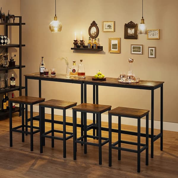 Spiseborde Set - Bartafelset - Høj bord med 2 barstole - Industriel - Brun/sort