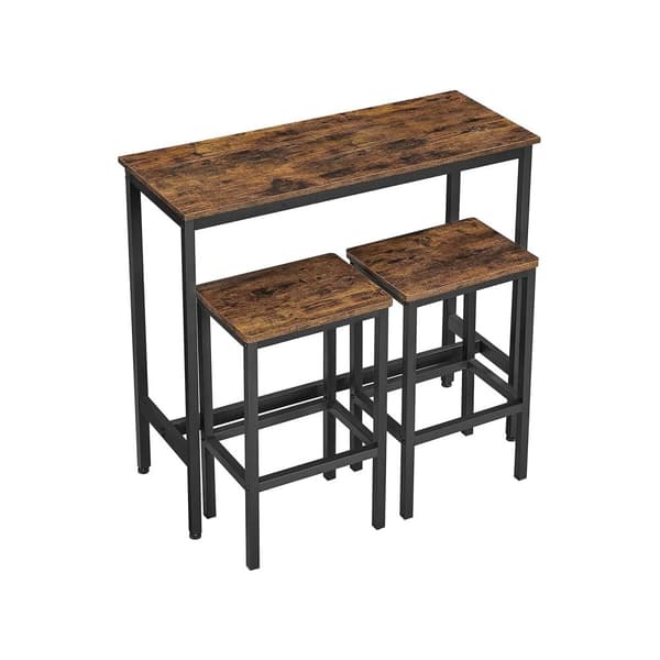 Spiseborde Set - Bartafelset - Høj bord med 2 barstole - Industriel - Brun/sort