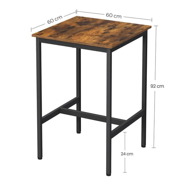 Barbord - Högt köksbord - 60 x 60 x 92 cm - Stålram