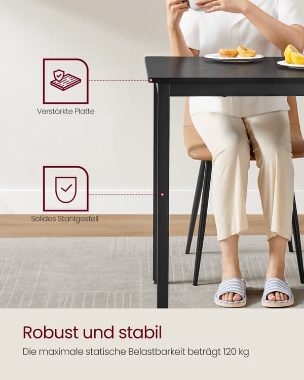 Matbord-70 × 110 × 77 cm-ebony svartmatt svart