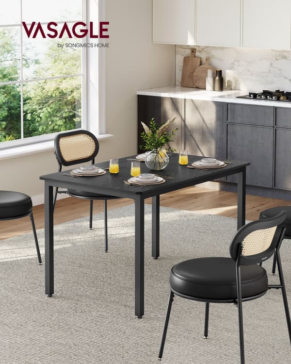 Matbord-70 × 110 × 77 cm-ebony svartmatt svart