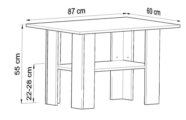 Soffbord 1 £ SONOMA 87x60x55cm med hylla