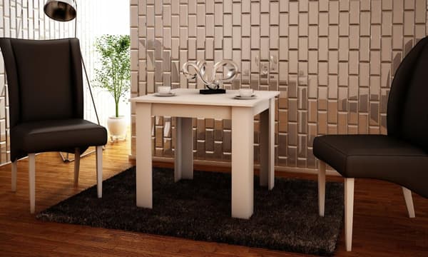 KONGO pöytä 80x80 VALKOINEN keittiön pöytä olohuoneeseen