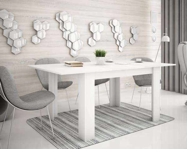 KONGO EXT udtræksbord 170X80cm HVID til spisestue
