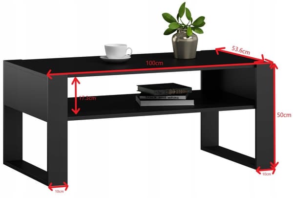 Soffbord KAJA svart loft retro 100cm