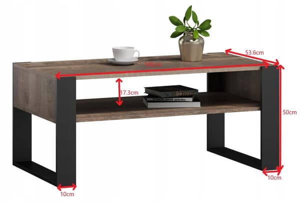 Sofabord KAJA 100 colonial eg loft retro rustik