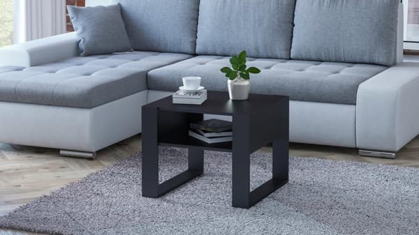 Sofabord KAJA KWADRAT sort loft retro