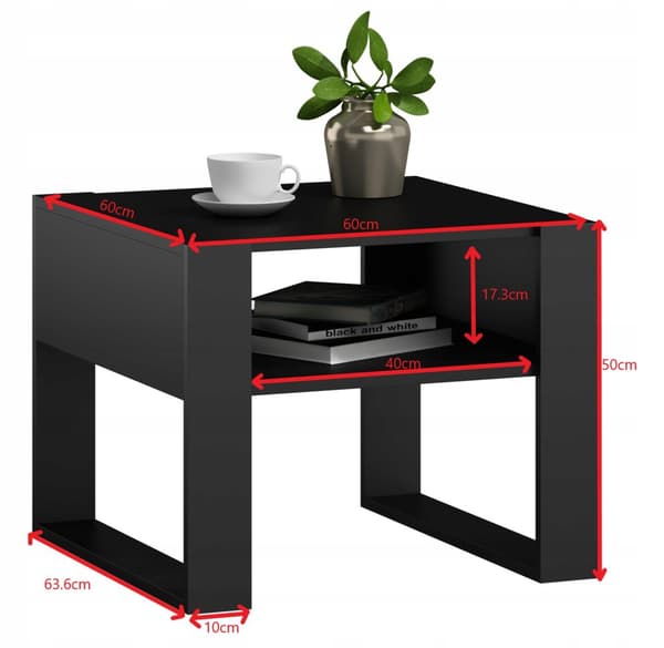 Sofabord KAJA KWADRAT sort loft retro