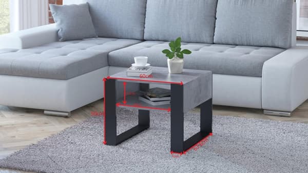 Sofabord KAJA KWADRAT 60 beton-sort
