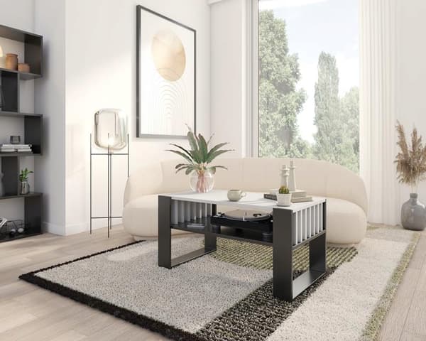 Soffbord IGA vit svart med lameller loft retro rustik