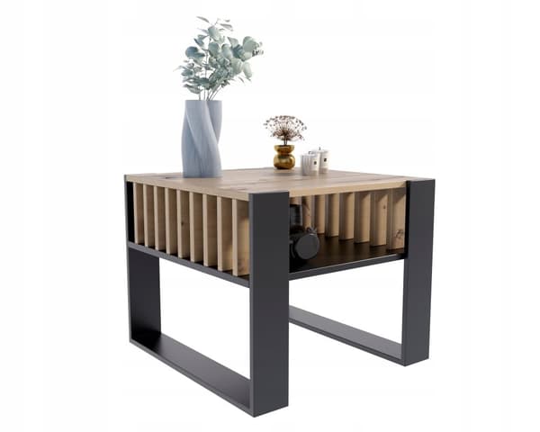 Sohvapöytä IGA KWADRAT artisan-musta säleillä loft rustiikki PE