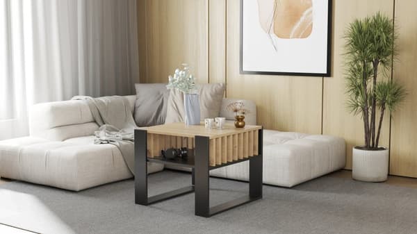 Sohvapöytä IGA KWADRAT artisan-musta säleillä loft rustiikki PE