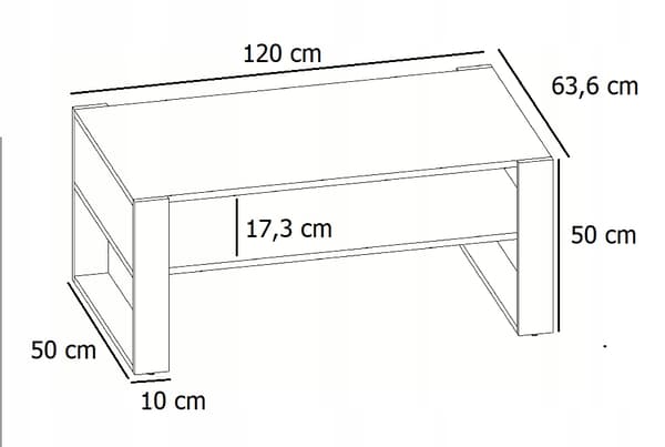 Soffbord KAJA 120cm betongsvart loft retro PER