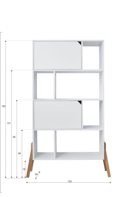 Kirjahylly, jossa on kaappi ja avohyllyt lapsille - latte, 103x167 cm, Lotta