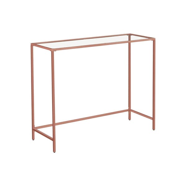 Konsolbord i h�rdet glas i rosa guld