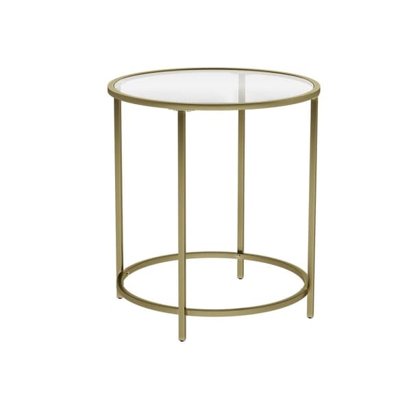 Rundt sidebord med glasplade