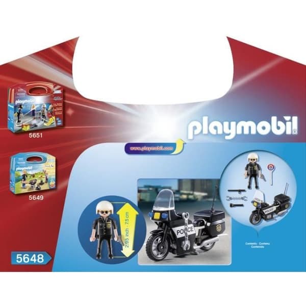 PLAYMOBIL - Politibikerkuffert - Dreng - 13 dele - Fra 4 år
