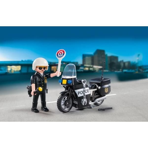 PLAYMOBIL - Politibikerkuffert - Dreng - 13 dele - Fra 4 år
