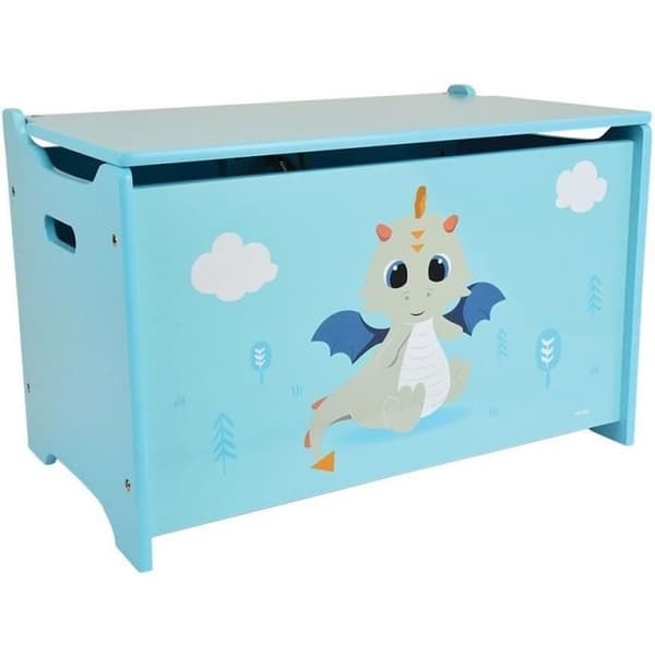 Träleksakslåda LEON DRAKEN - ROLIGT HUS - ± 40 x 58 x 36 cm - Blå