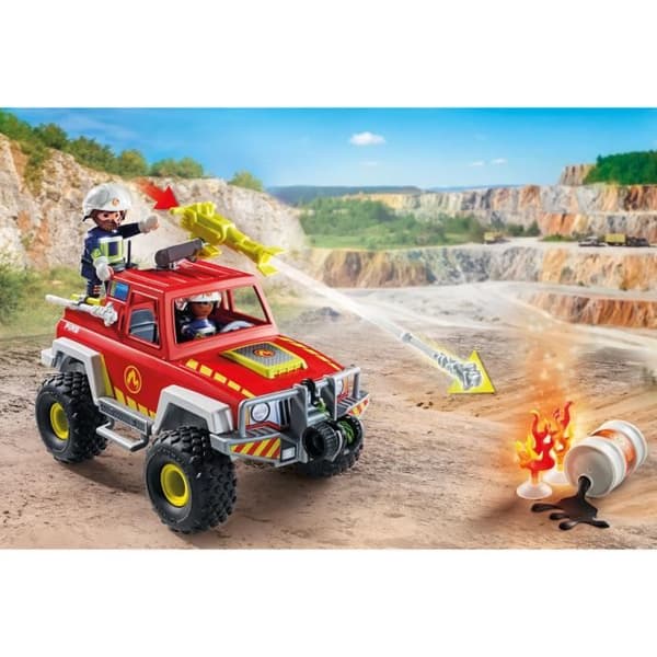 PLAYMOBIL 71824 Brandbil med flammende benzindunk, Action Heroes, Brandmænd, 68 dele, Fra 4 år