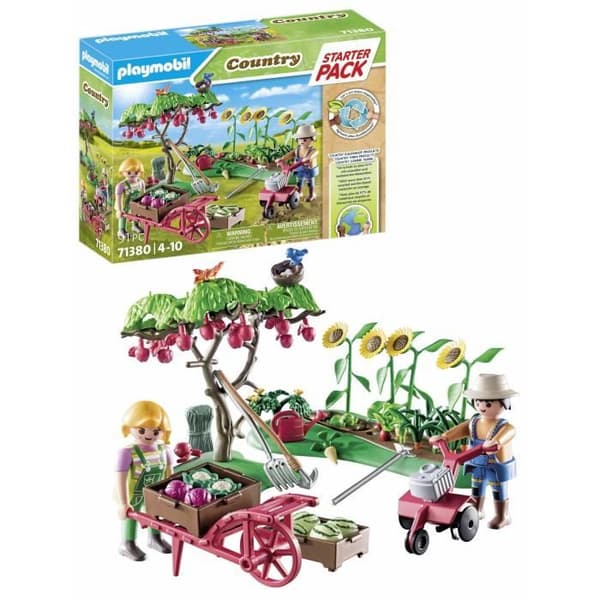 PLAYMOBIL 71380 Startpaket Grönsaksträdgård, Bondgårdsliv, Med 2 Figurer och Tillbehör, Från 4 Ålder